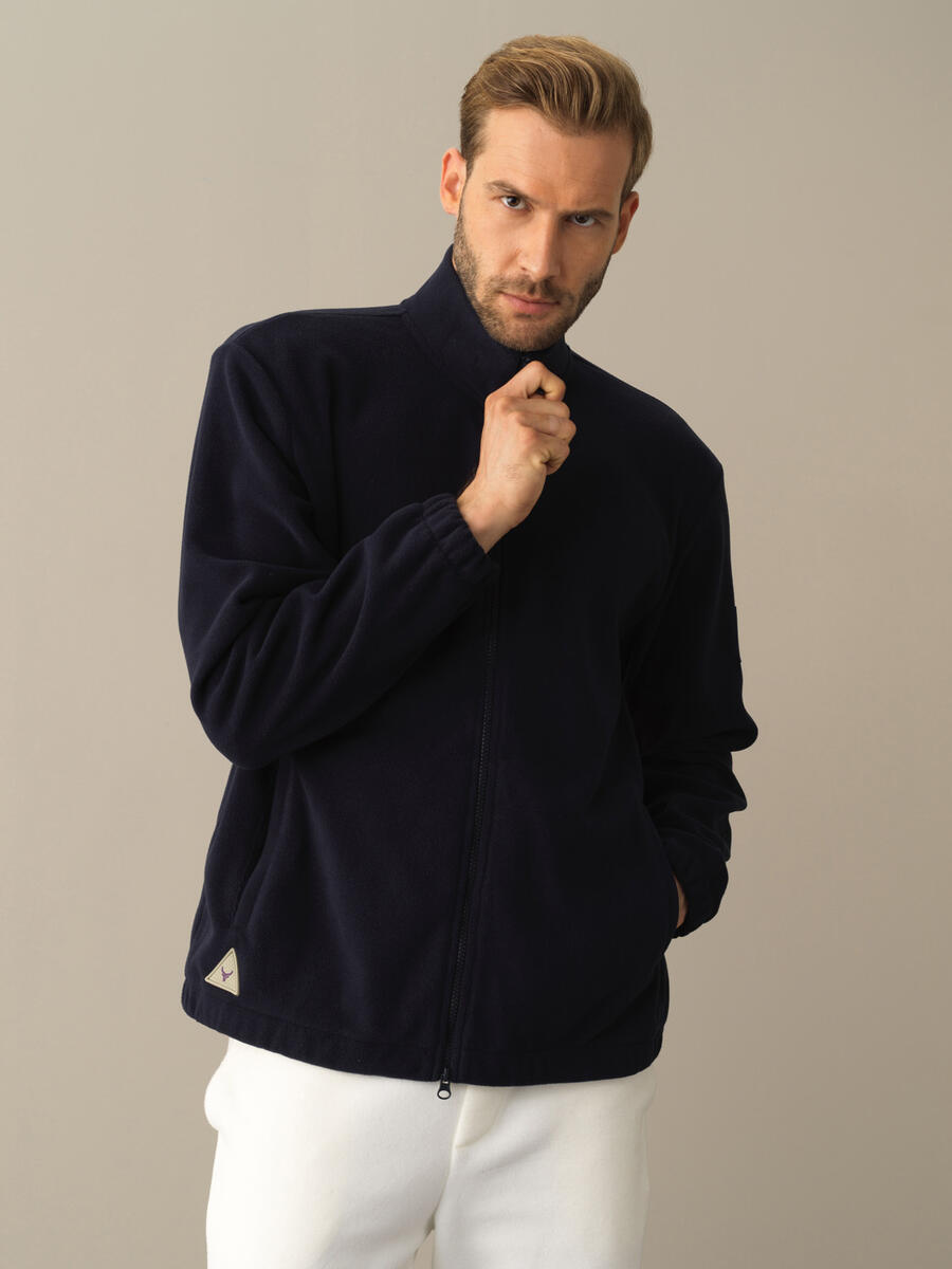 Stand Collar Regular Fit Polar Sweat Jacket - 2