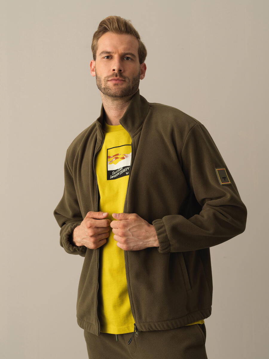 Stand Collar Regular Fit Polar Sweat Jacket