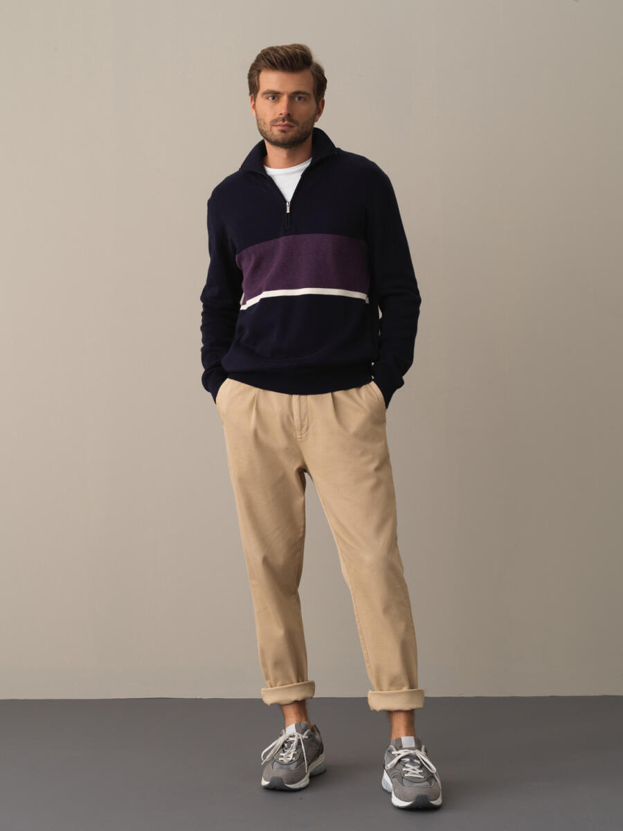 100% Cotton High Neck Regular Fit Sweatshirt - 2