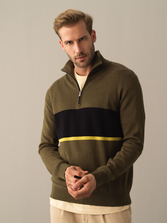 100% Cotton High Neck Regular Fit Sweatshirt - 1