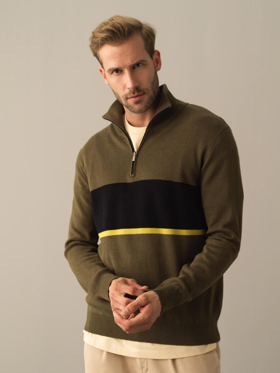 100% Cotton High Neck Regular Fit Sweatshirt - 1