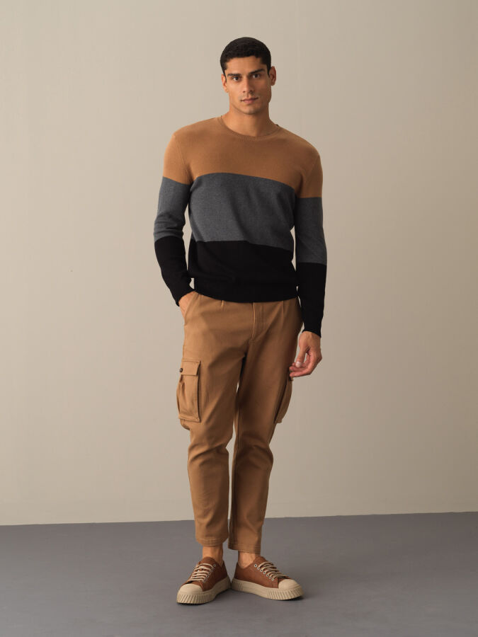 100% Cotton Regular Fit Striped Sweater - Xint