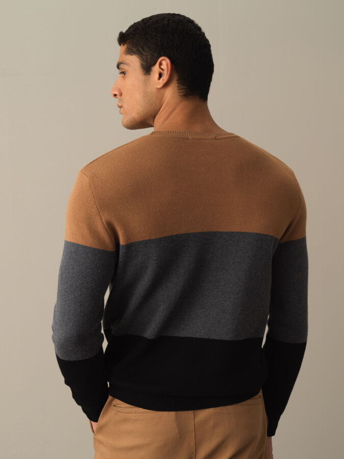 100% Cotton Regular Fit Striped Sweater - Xint