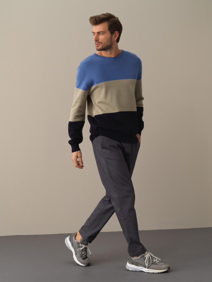 100% Cotton Regular Fit Striped Sweater - 3