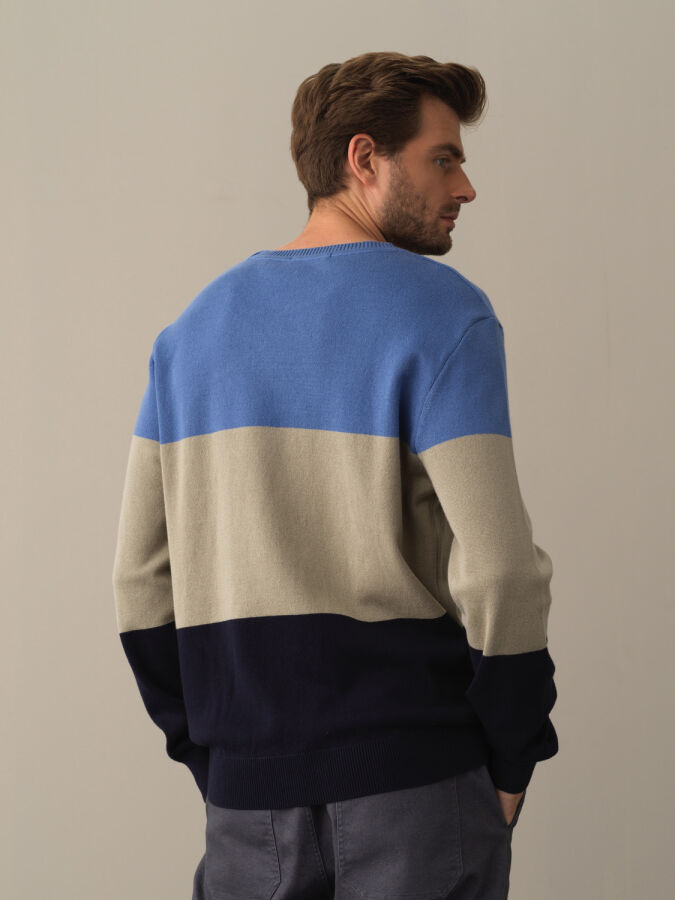 100% Cotton Regular Fit Striped Sweater - Xint