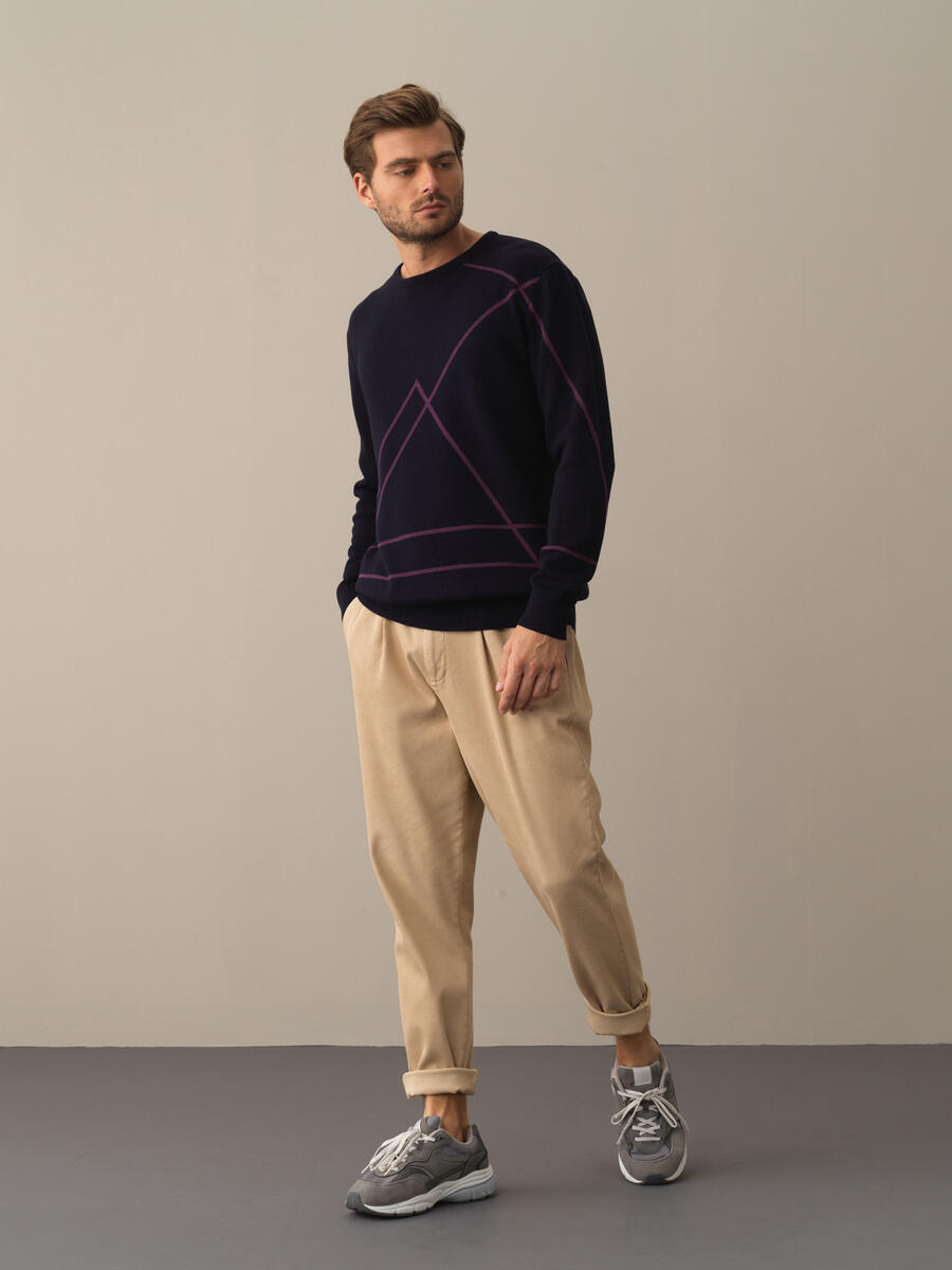 Cotton Regular Fit Patterned Sweater - 2