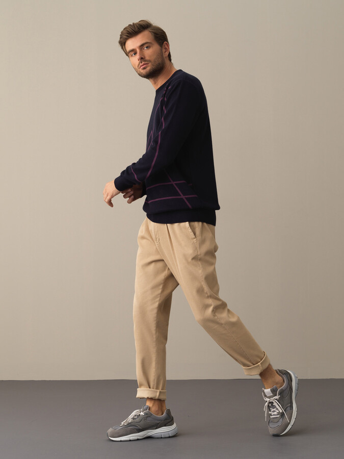 Cotton Regular Fit Patterned Sweater - Xint