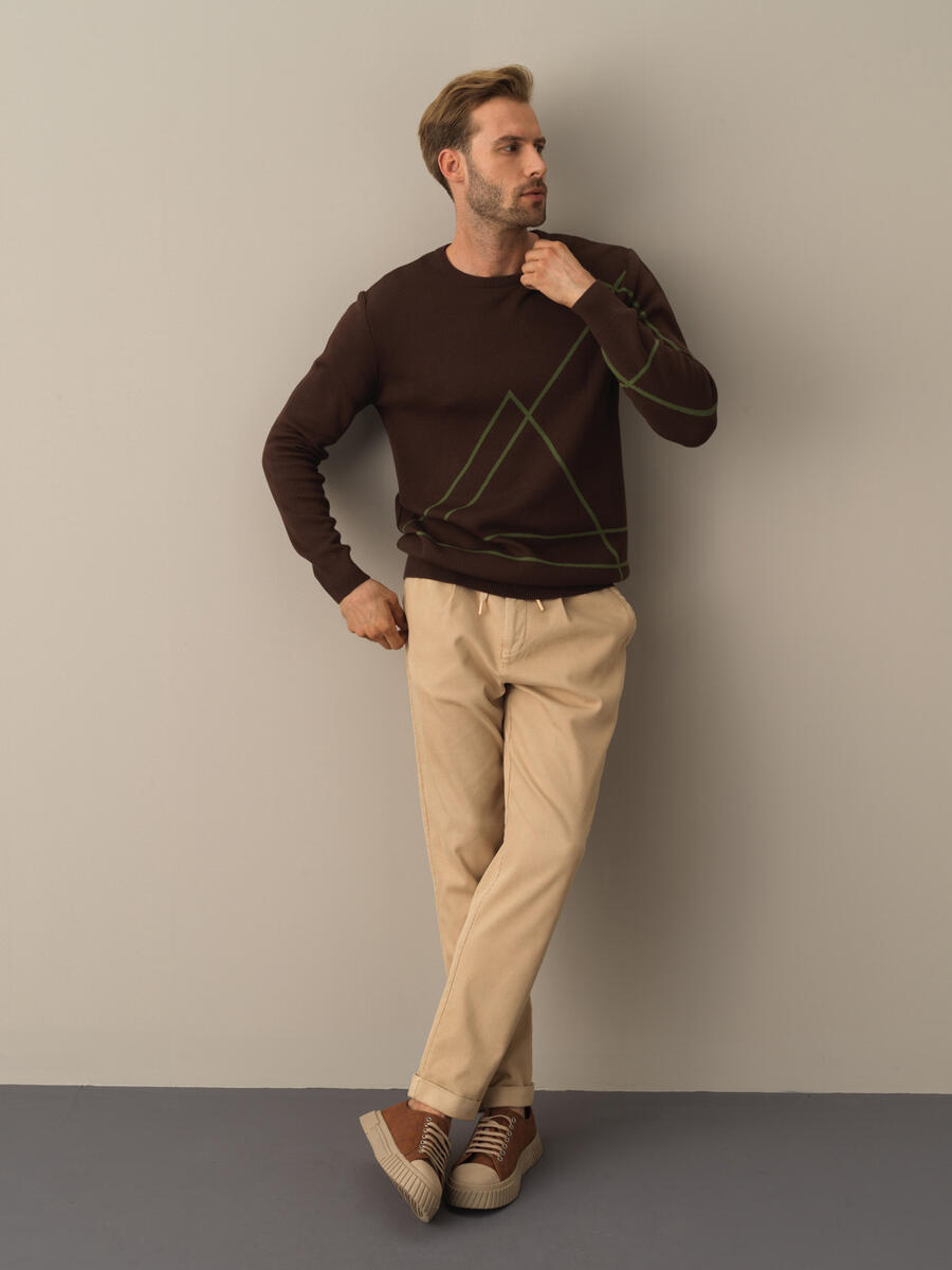 Cotton Regular Fit Patterned Sweater - 2