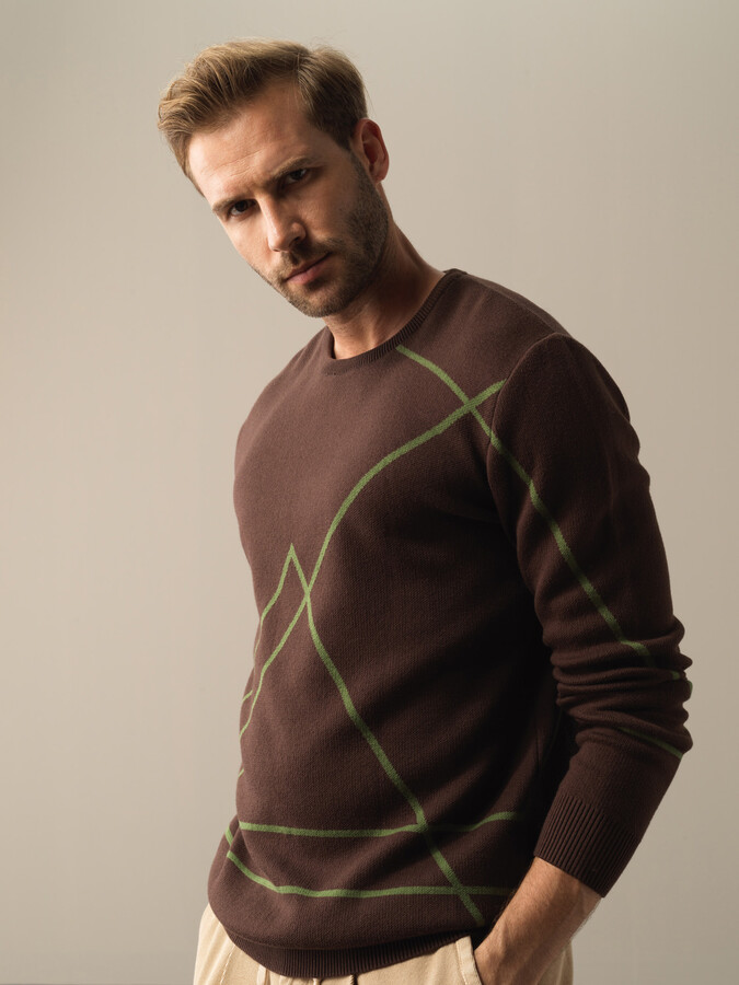 Cotton Regular Fit Patterned Sweater - Xint