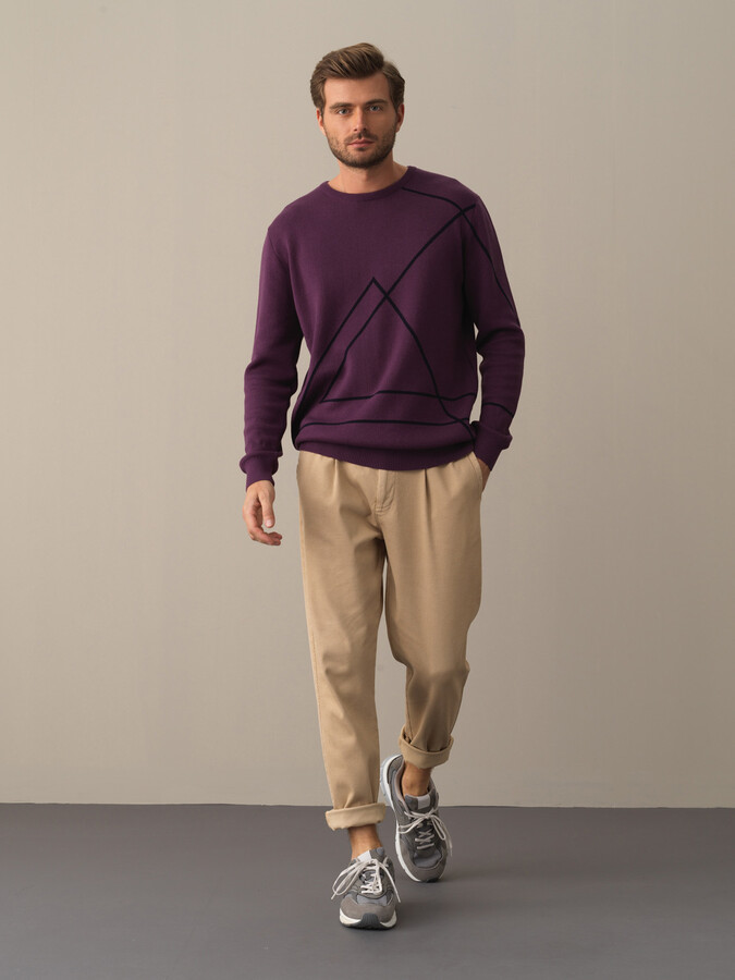 Cotton Regular Fit Patterned Sweater - Xint