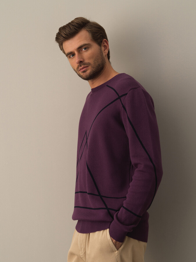 Cotton Regular Fit Patterned Sweater - Xint