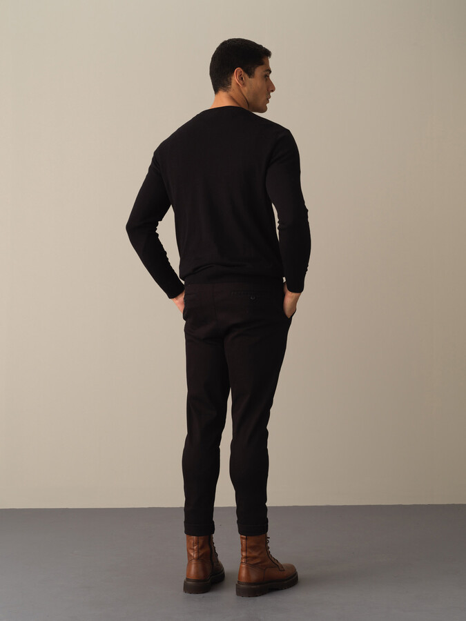 Crew Neck Cotton Regular Fit Basic Sweater - Xint