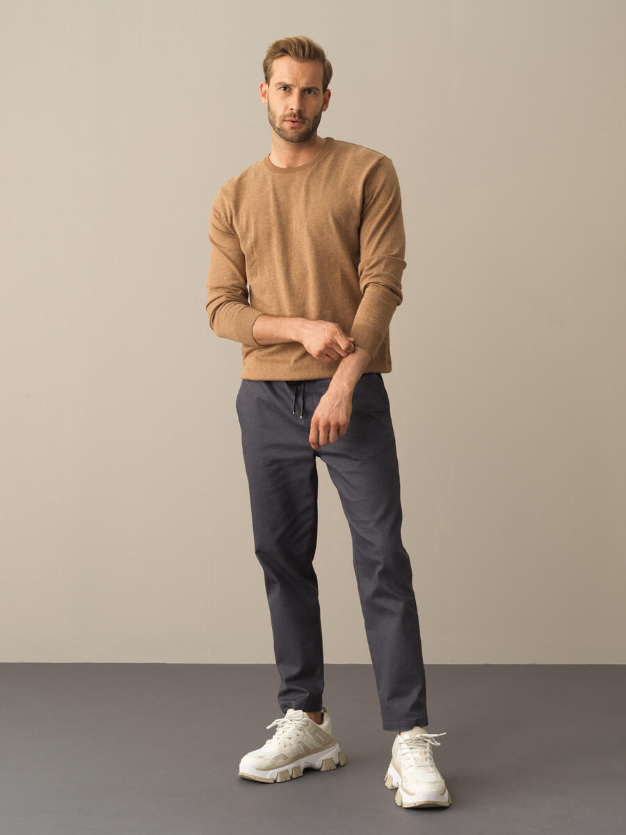 Crew Neck Cotton Regular Fit Basic Sweater - 2