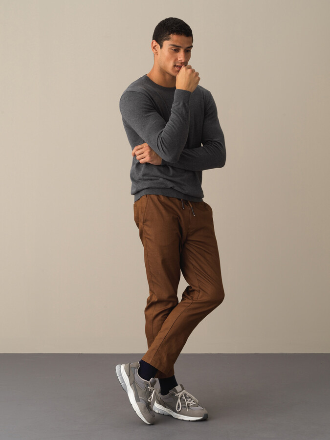 Crew Neck Cotton Regular Fit Basic Sweater - Xint