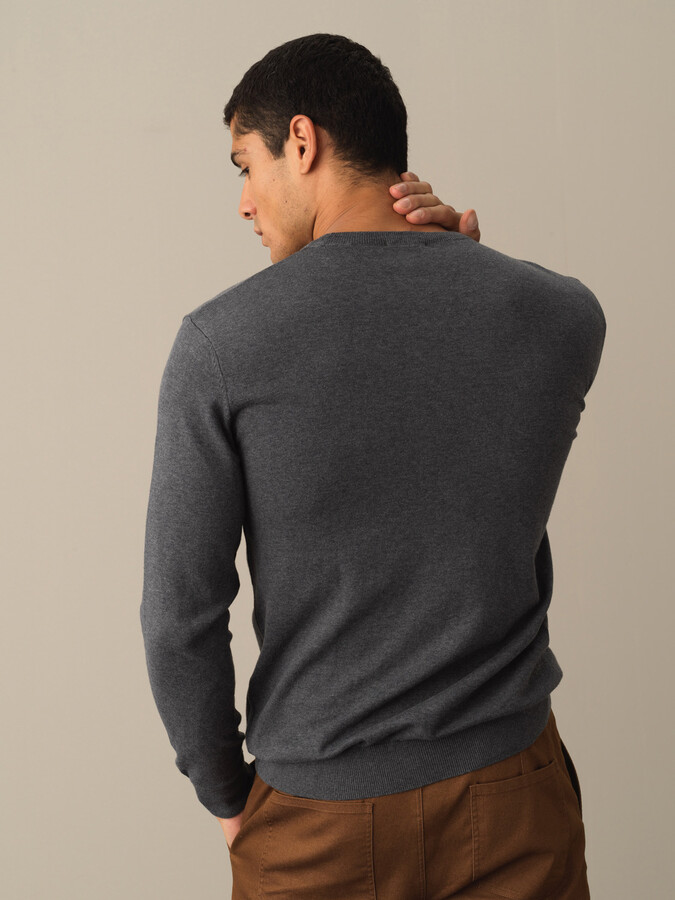 Crew Neck Cotton Regular Fit Basic Sweater - Xint