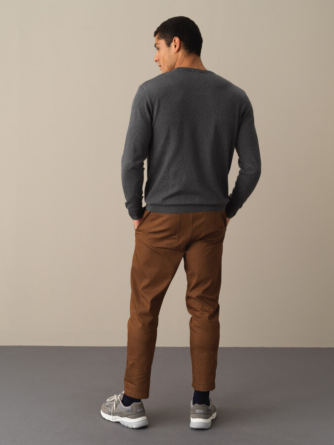 Crew Neck Cotton Regular Fit Basic Sweater - Xint