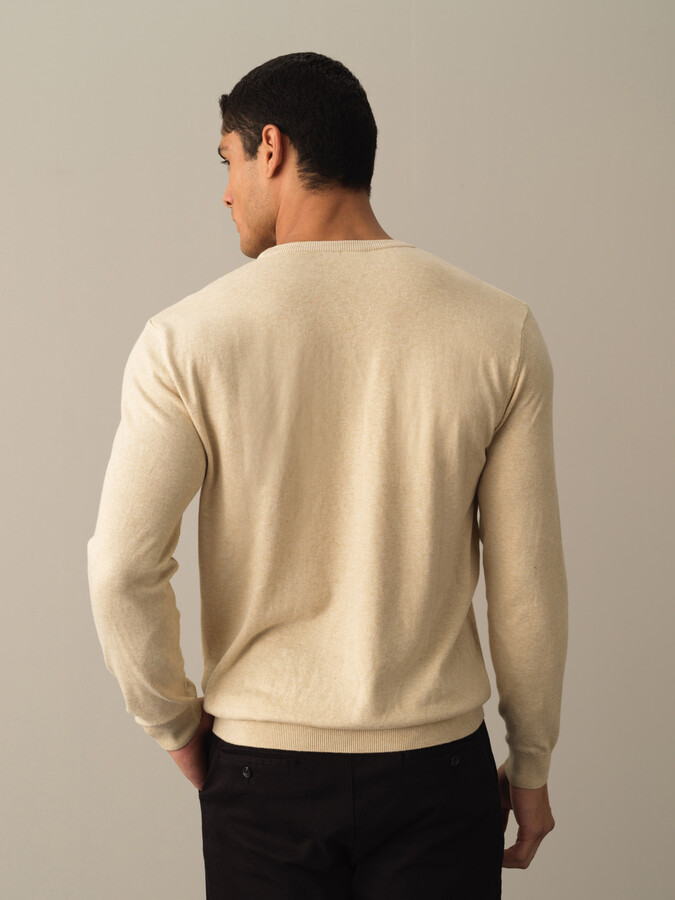 Crew Neck Cotton Regular Fit Basic Sweater - Xint