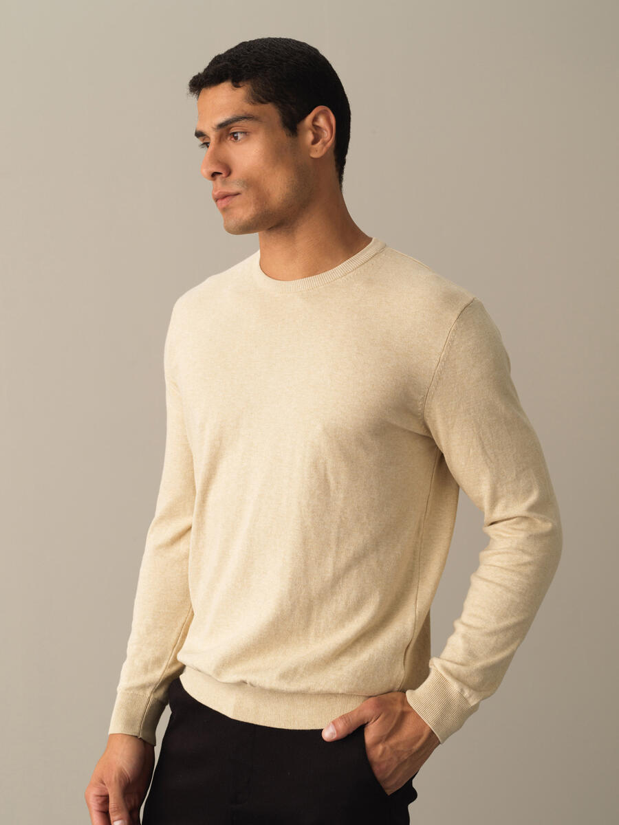 Crew Neck Cotton Regular Fit Basic Sweater - 1