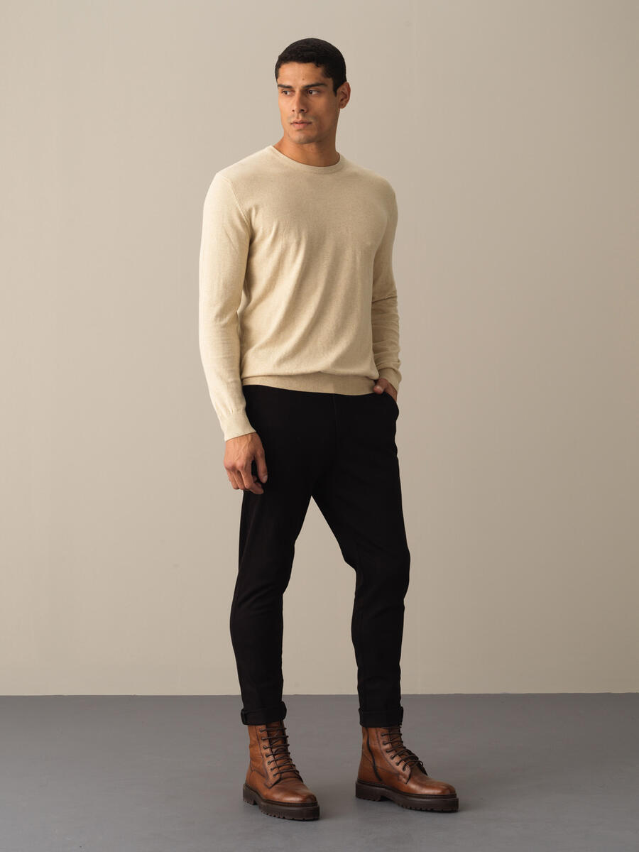 Crew Neck Cotton Regular Fit Basic Sweater - 2