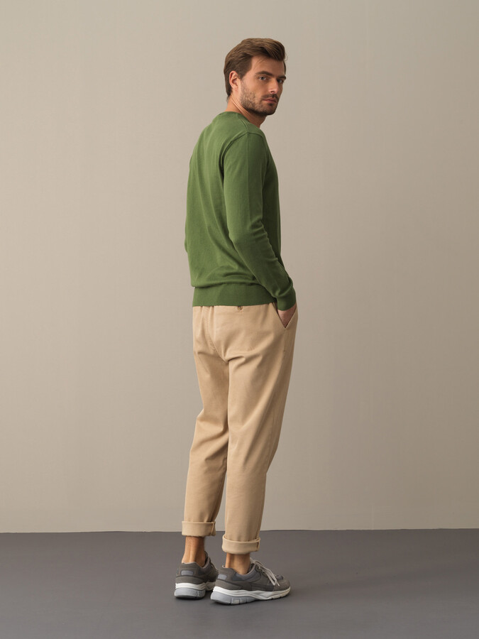 Crew Neck Cotton Regular Fit Basic Sweater - Xint