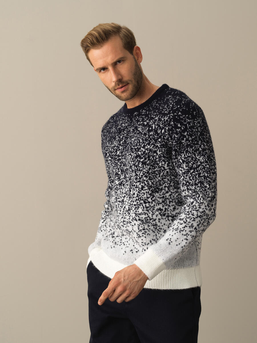 Crew Neck Regular Fit Color Transition Sweater