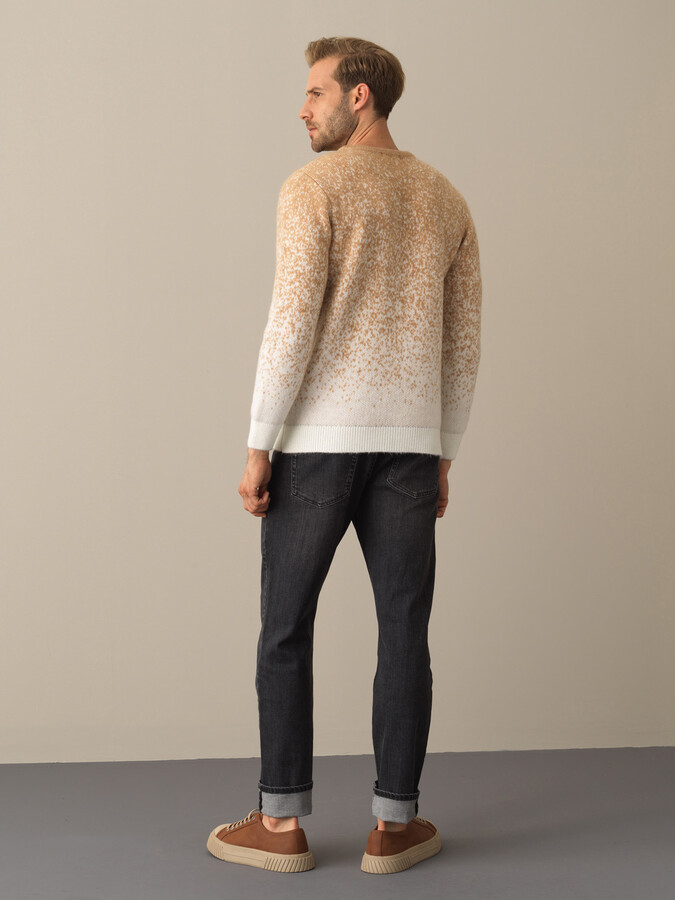 Crew Neck Regular Fit Color Transition Sweater - Xint