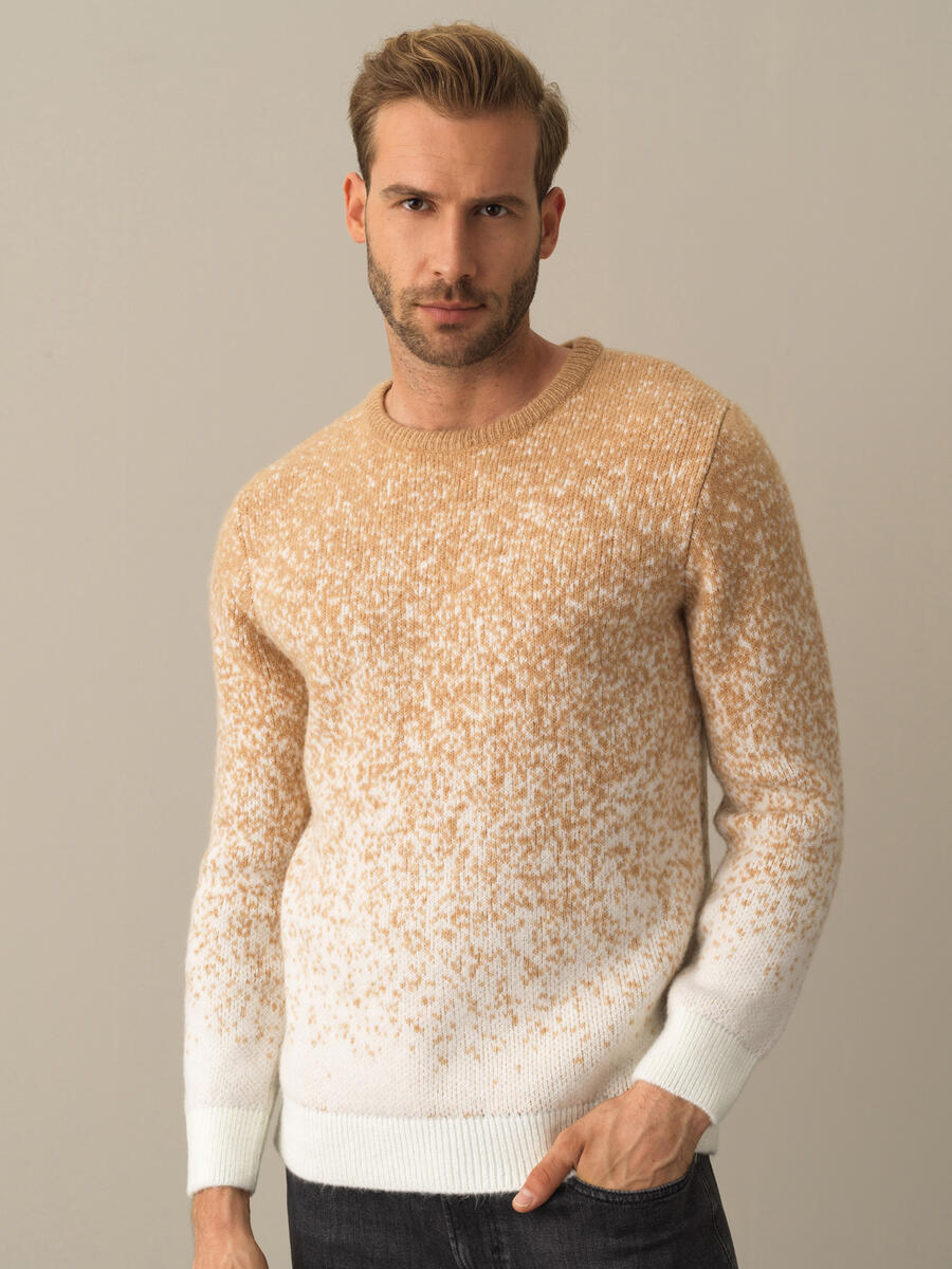 Crew Neck Regular Fit Color Transition Sweater