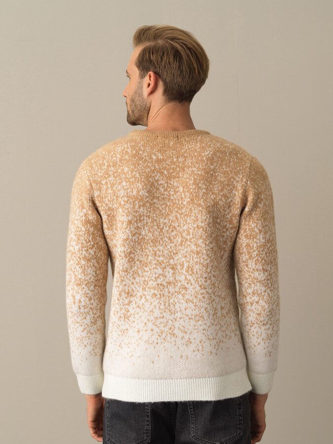 Crew Neck Regular Fit Color Transition Sweater - Xint