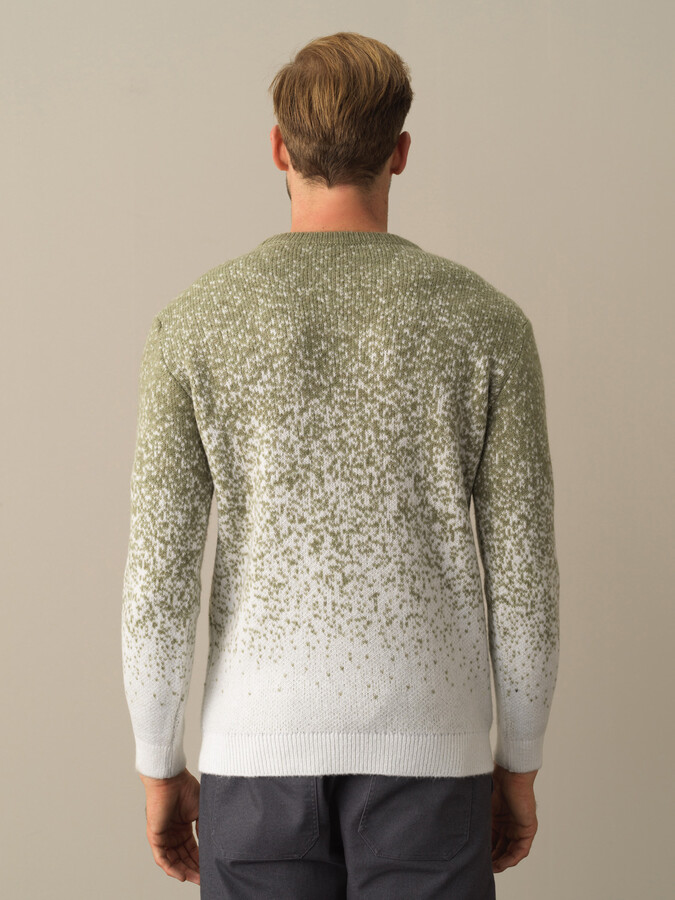 Crew Neck Regular Fit Color Transition Sweater - Xint