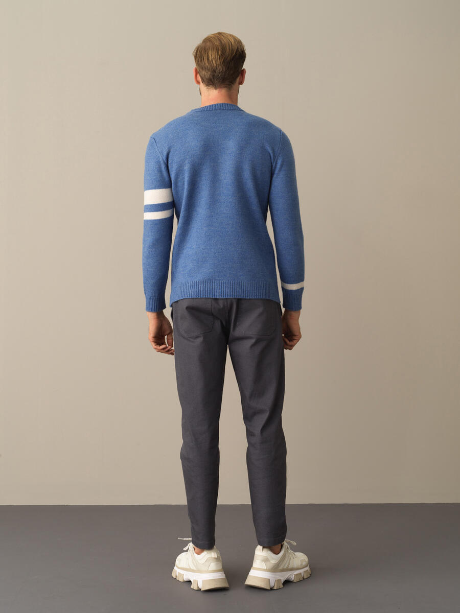 Crew Neck Regular Fit Striped Detail Sweater - 6