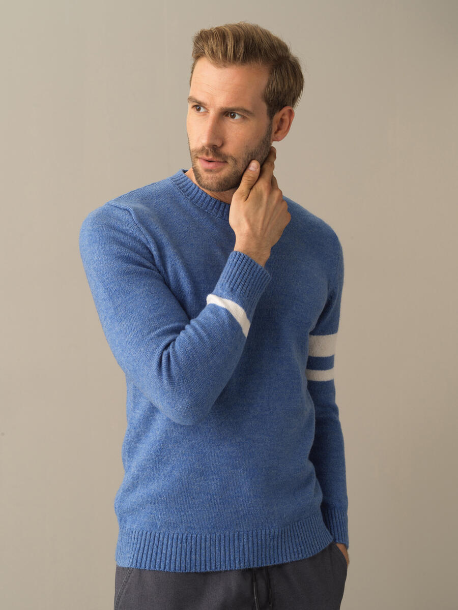 Crew Neck Regular Fit Striped Detail Sweater