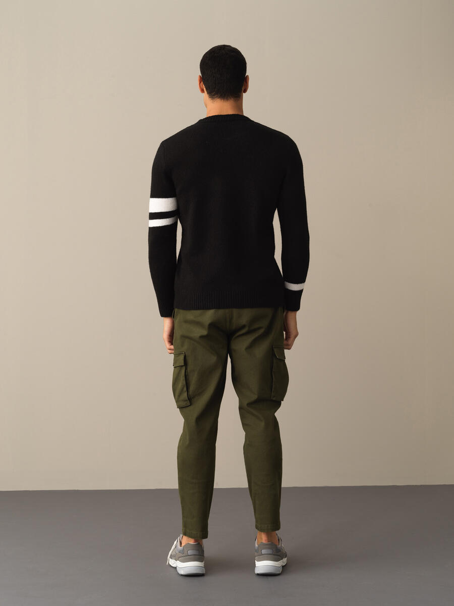 Crew Neck Regular Fit Striped Detail Sweater - 5