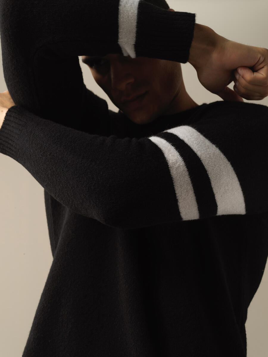 Crew Neck Regular Fit Striped Detail Sweater - 3