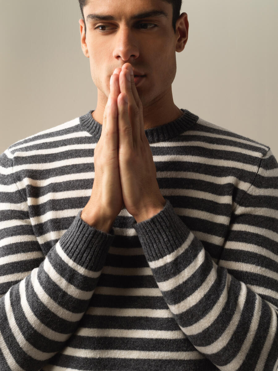 Crew Neck Regular Fit Striped Sweater - 3