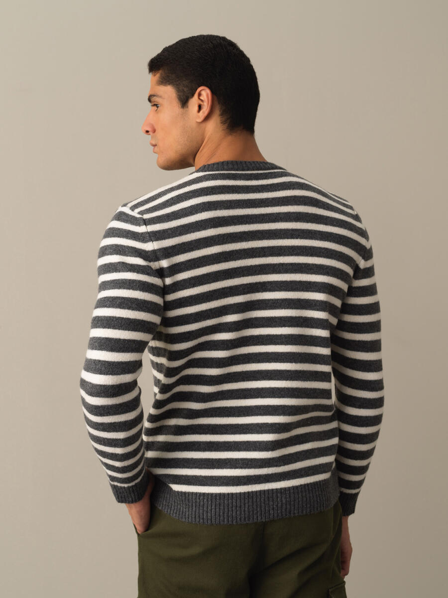 Crew Neck Regular Fit Striped Sweater - 3