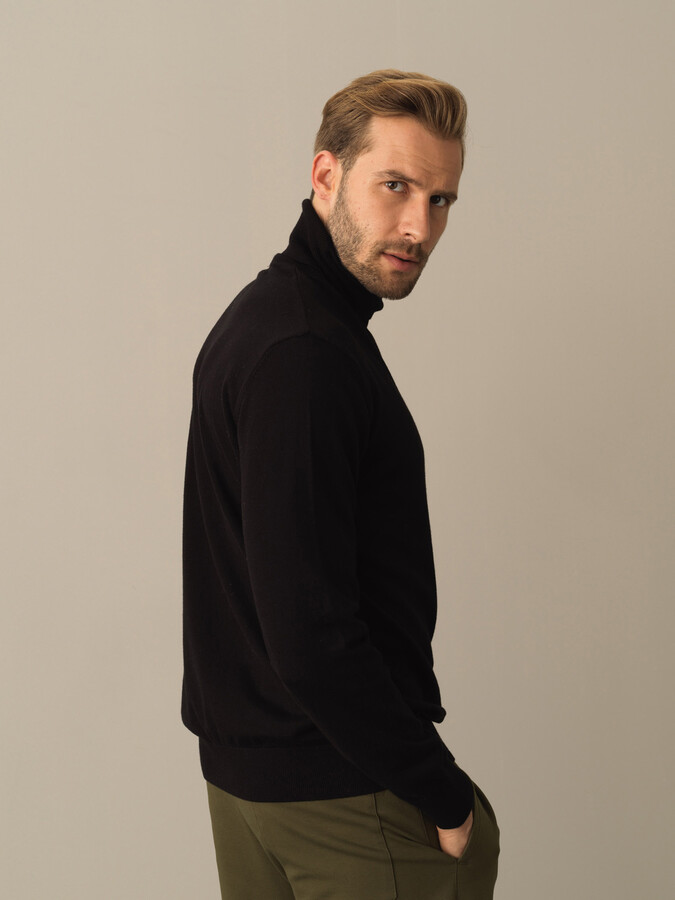 Fisherman Neck Cotton Regular Fit Basic Sweater - Xint