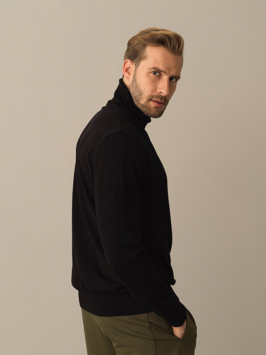 Fisherman Neck Cotton Regular Fit Basic Sweater - 3