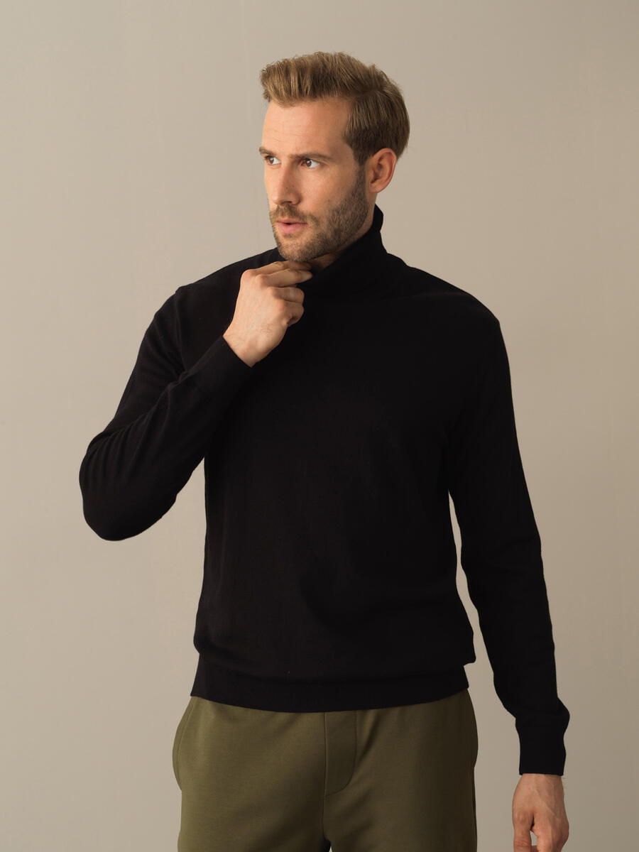 Fisherman Neck Cotton Regular Fit Basic Sweater - 1