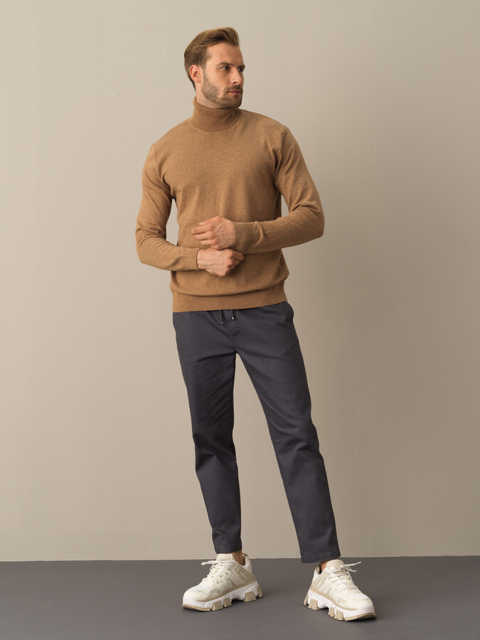 Fisherman Neck Cotton Regular Fit Basic Sweater - Xint
