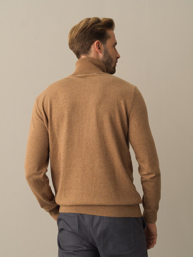 Fisherman Neck Cotton Regular Fit Basic Sweater - Xint
