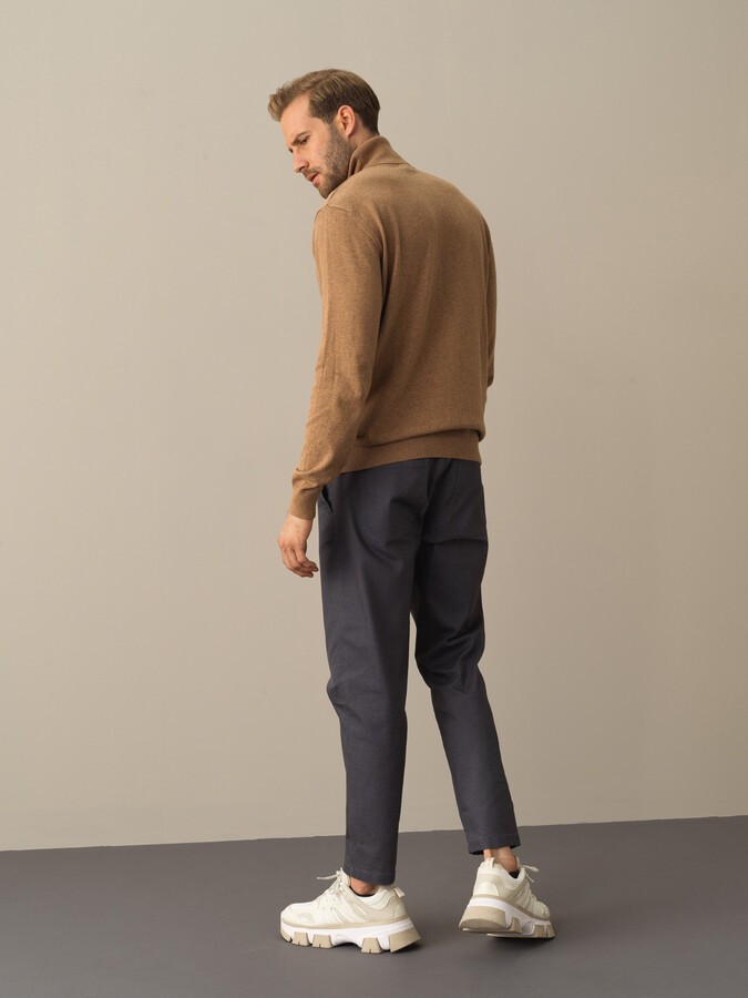 Fisherman Neck Cotton Regular Fit Basic Sweater - Xint