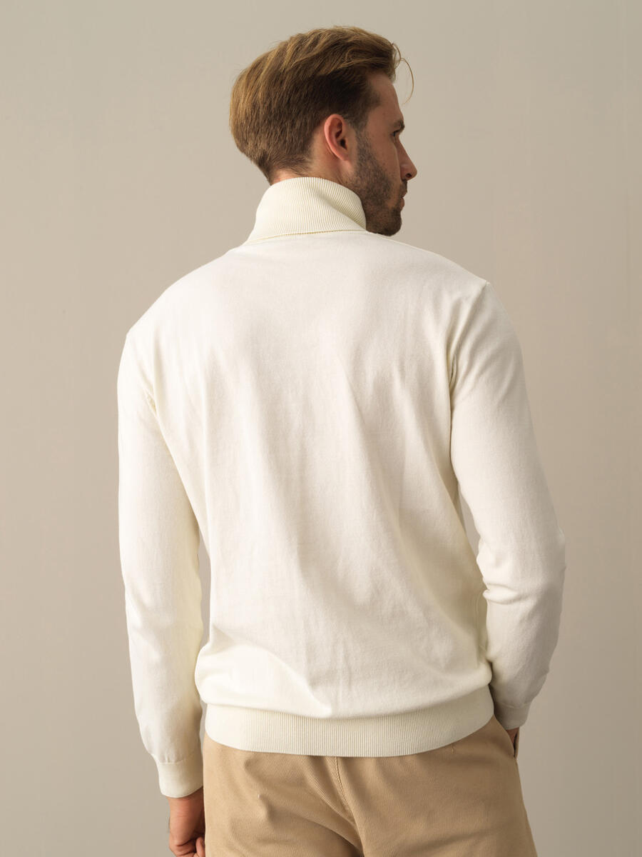 Fisherman Neck Cotton Regular Fit Basic Sweater - 3