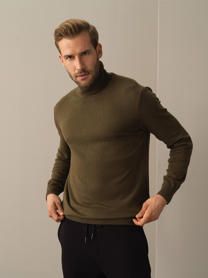 Fisherman Neck Cotton Regular Fit Basic Sweater - Xint