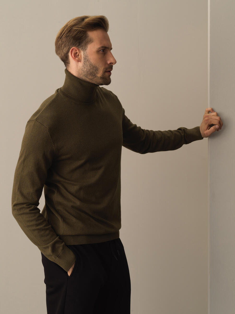 Fisherman Neck Cotton Regular Fit Basic Sweater - 3