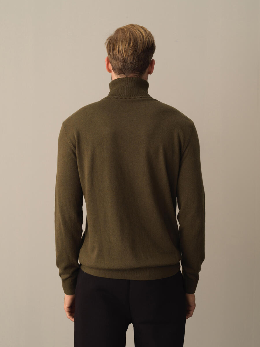 Fisherman Neck Cotton Regular Fit Basic Sweater - 4