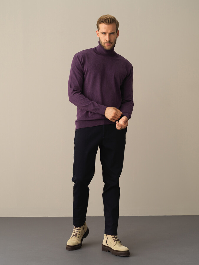 Fisherman Neck Cotton Regular Fit Basic Sweater - Xint