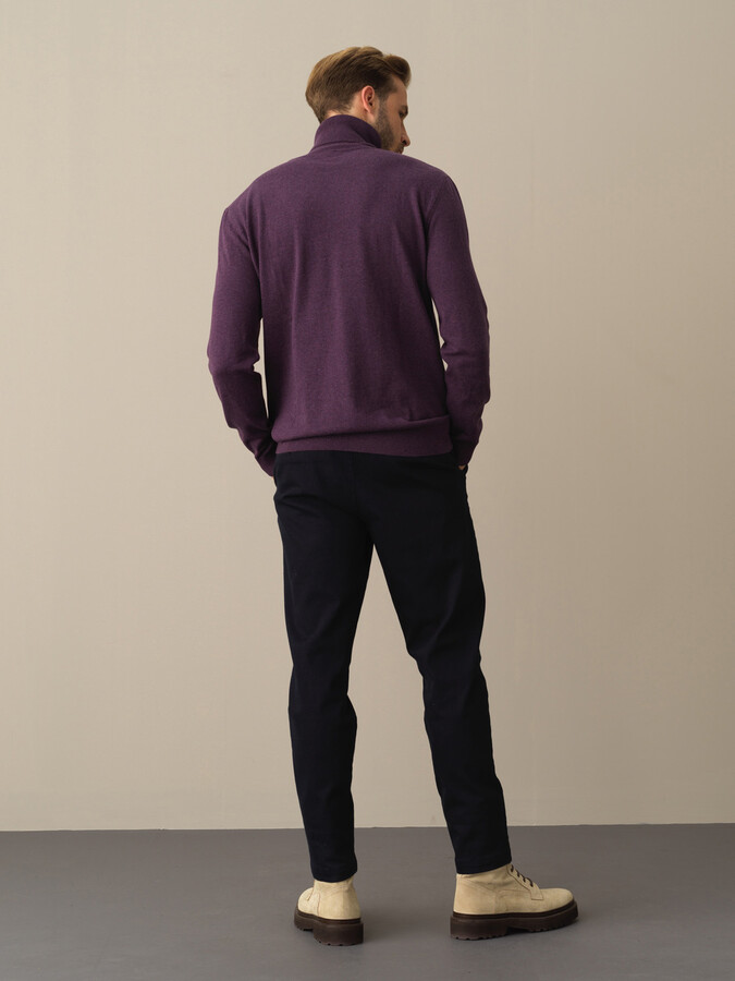 Fisherman Neck Cotton Regular Fit Basic Sweater - Xint