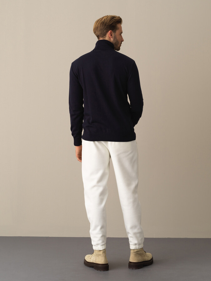 Fisherman Neck Cotton Regular Fit Basic Sweater - Xint