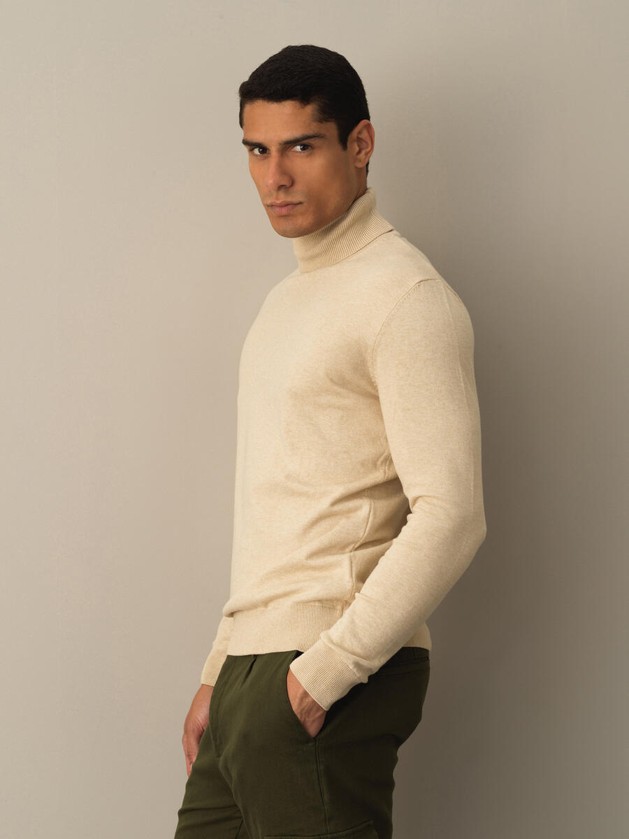 Fisherman Neck Cotton Regular Fit Basic Sweater - 1