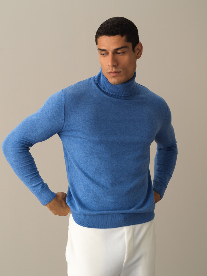 Fisherman Neck Cotton Regular Fit Basic Sweater - Xint
